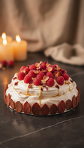 Pavlova personalizada de frambuesa y rosa